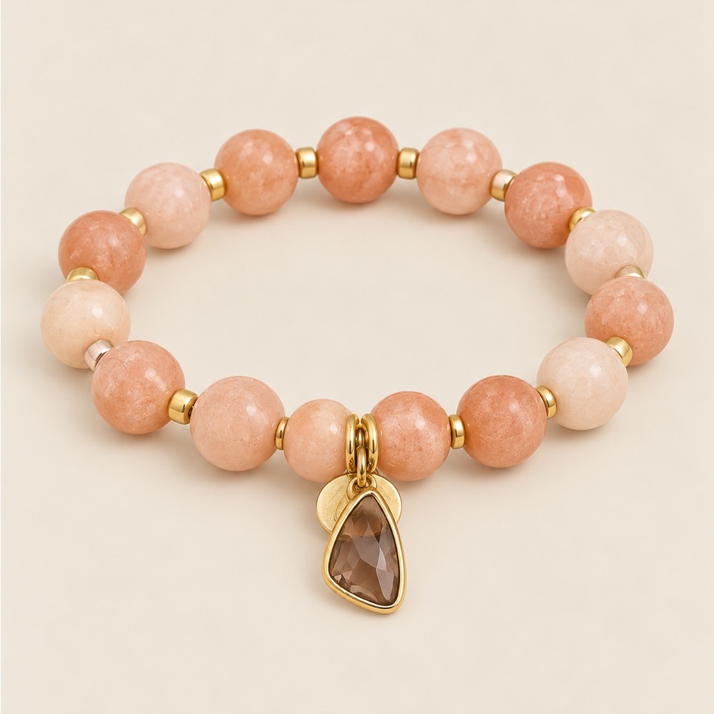 Elegant Gold and Pink Beaded Bracelet